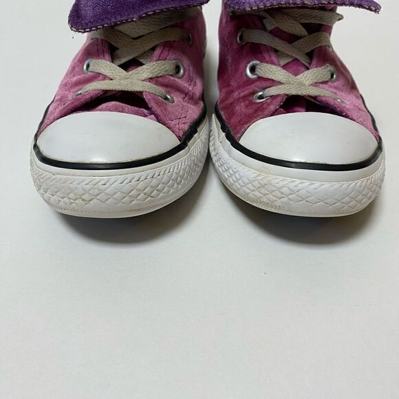 Converse CTAS Junior’s Pink Velvet Double Tongue Low Top Sneakers - Picture 3 of 11